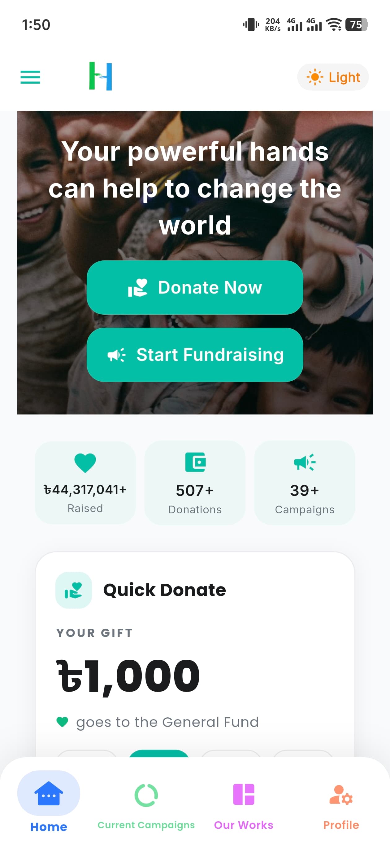 A screen from the helpNhelper app